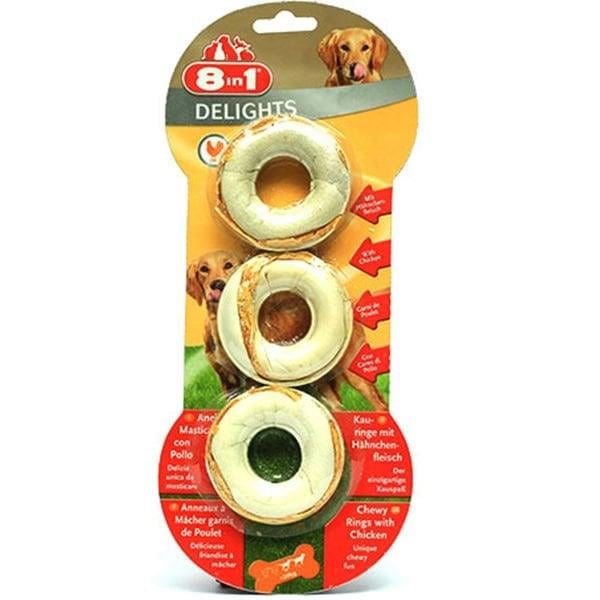 8 In 1 Delights Rings Tavuklu Köpek Çiğneme Halkaları 3´Lü 119 Gr