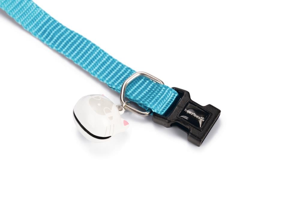 Beeztees Kedi Boyun Tasması, Zilli, Turkuaz, 20-30cm