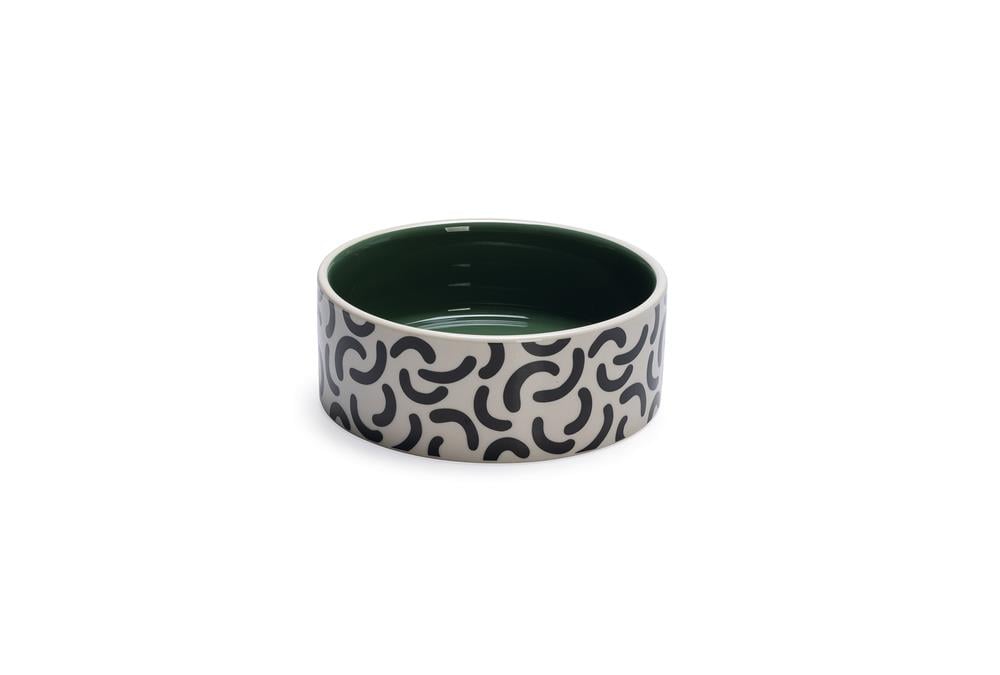 Beeztees Köpek Mama Su Kabı, Seramik, Yeşil Beyaz, 16cm, 800ml
