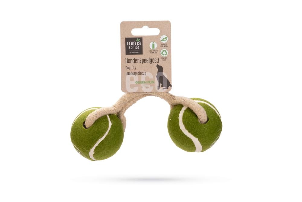 Beeztees Köpek Oyuncağı, İpli İki Tenis Topu, Kauçuk, Gri/Kahverengi, 21cm, Top 6,3cm