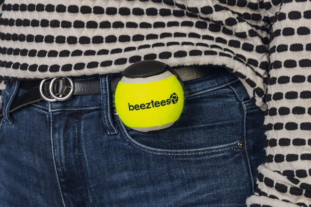 Beeztees Köpek Oyuncağı, Tenis Topu ve Tutma Aparatı, Mavi/Sarı, 6,3cm