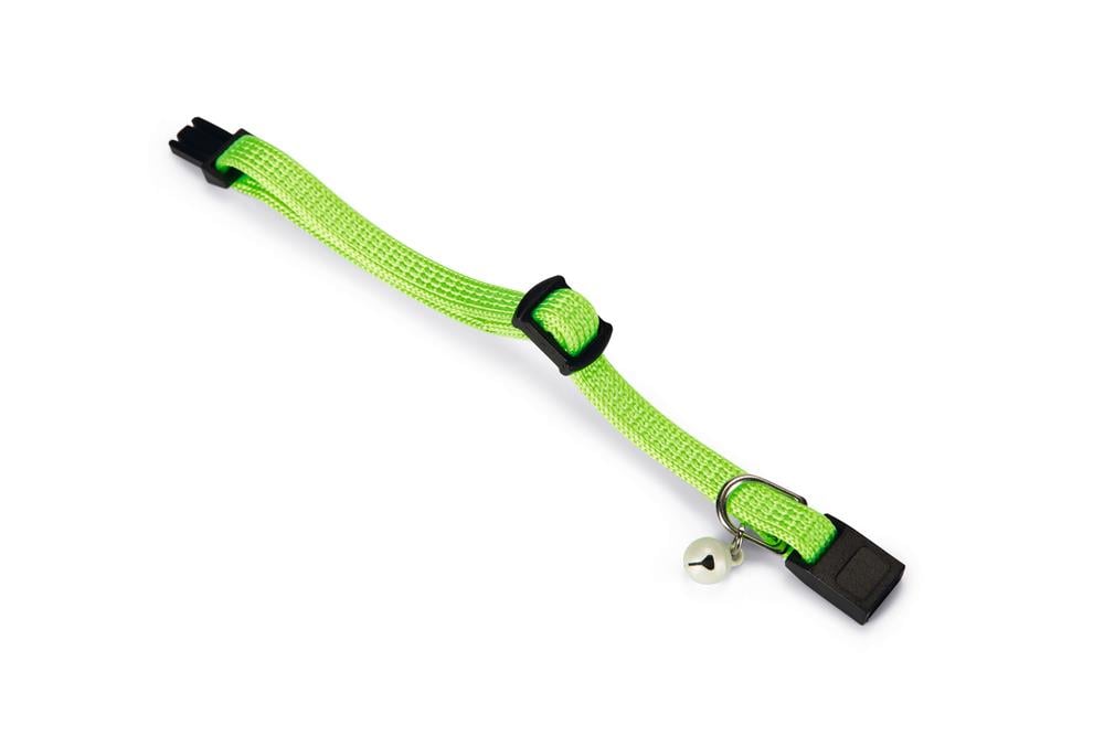 Beeztees Yavru Kedi Boyun Tasması, Zilli, Parlak Yeşil, 15-22cm