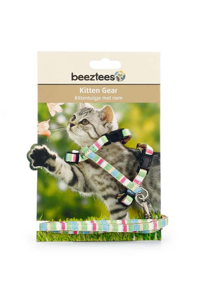 Beeztees Yavru Kedi Göğüs Tasması ve Gezdirme Kayışı, 120cm, Yeşil, 15-33cm