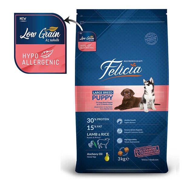 Felicia Düşük Tahıllı Hipoalerjenik Kuzu Etli Orta ve Büyük Irk Yavru Köpek Maması 3 Kg