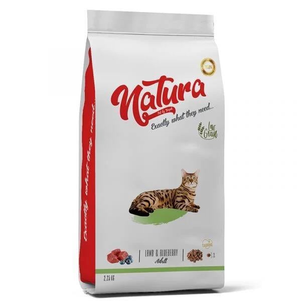Natura Adult Düşük Tahıllı Kuzu Etli ve Yaban Mersinli Yetişkin Kedi Maması 2.25 Kg