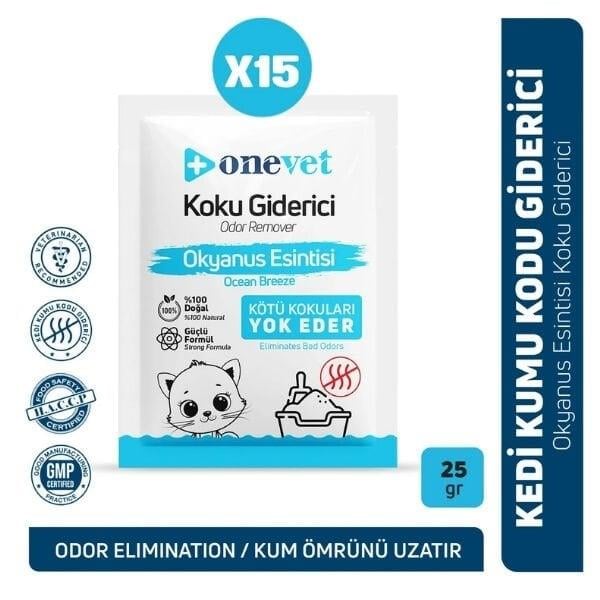 OneVet Kedi Kumu Koku Giderici 25 Gr Okyanus Esintili 15 Adet