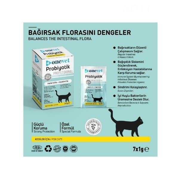 OneVet Sindirim ve Bağışıklık Güçlendirici Kediler için Probiyotik Saşe 1 Gr 7 Adet