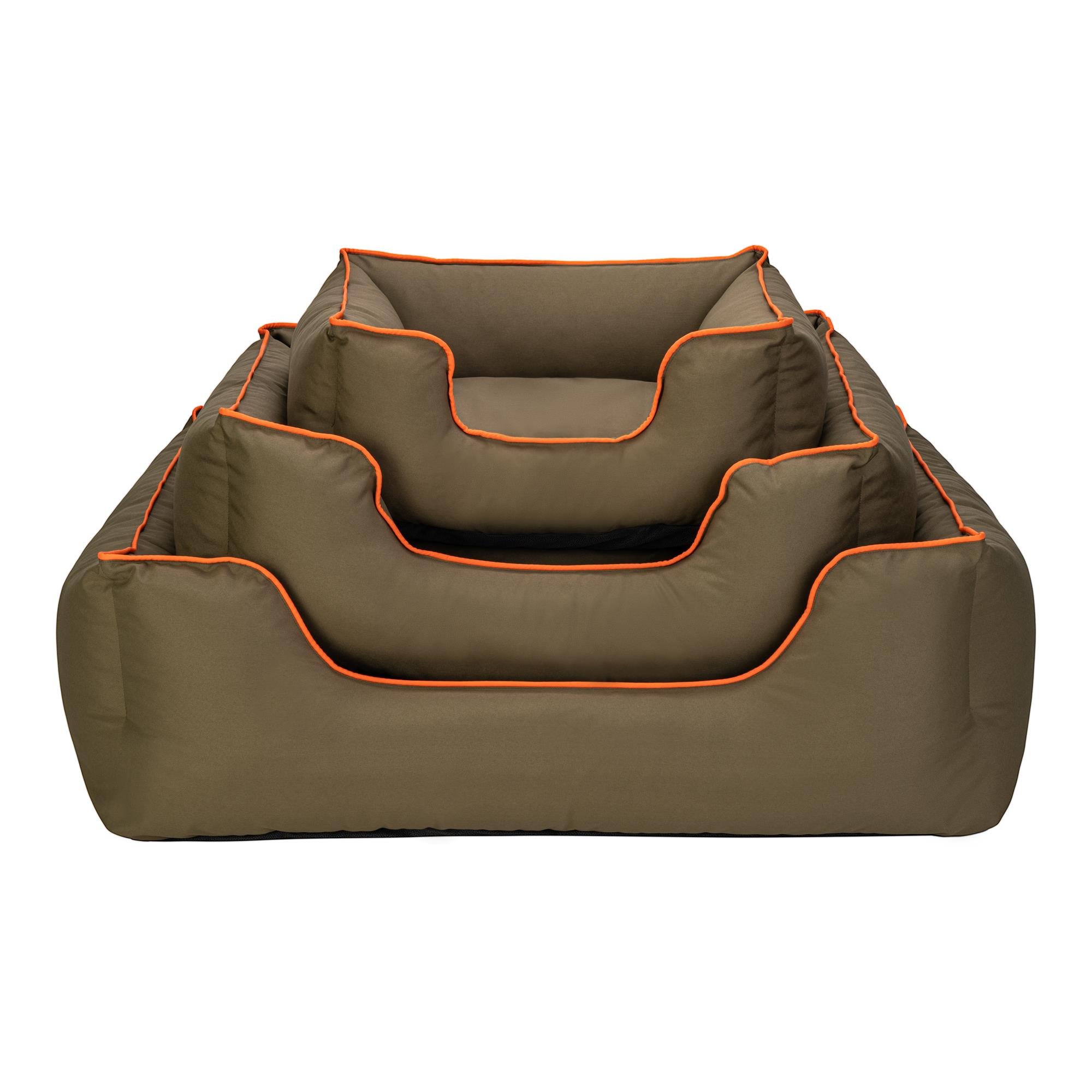 Pet Comfort Alpha  Kedi ve Köpek Yatağı Haki w Turuncu Biye S 60x50cm