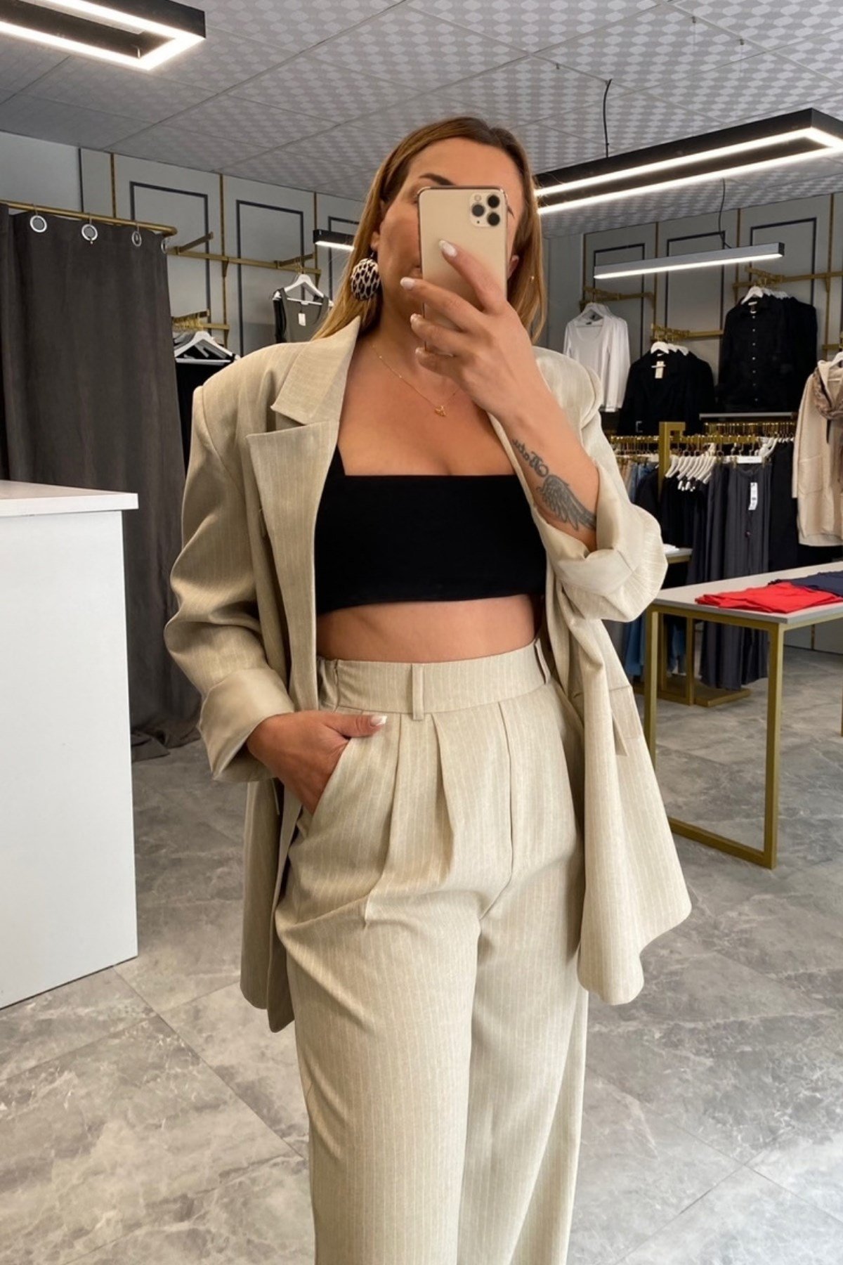 Blazer ve Pantolon Takım Krem