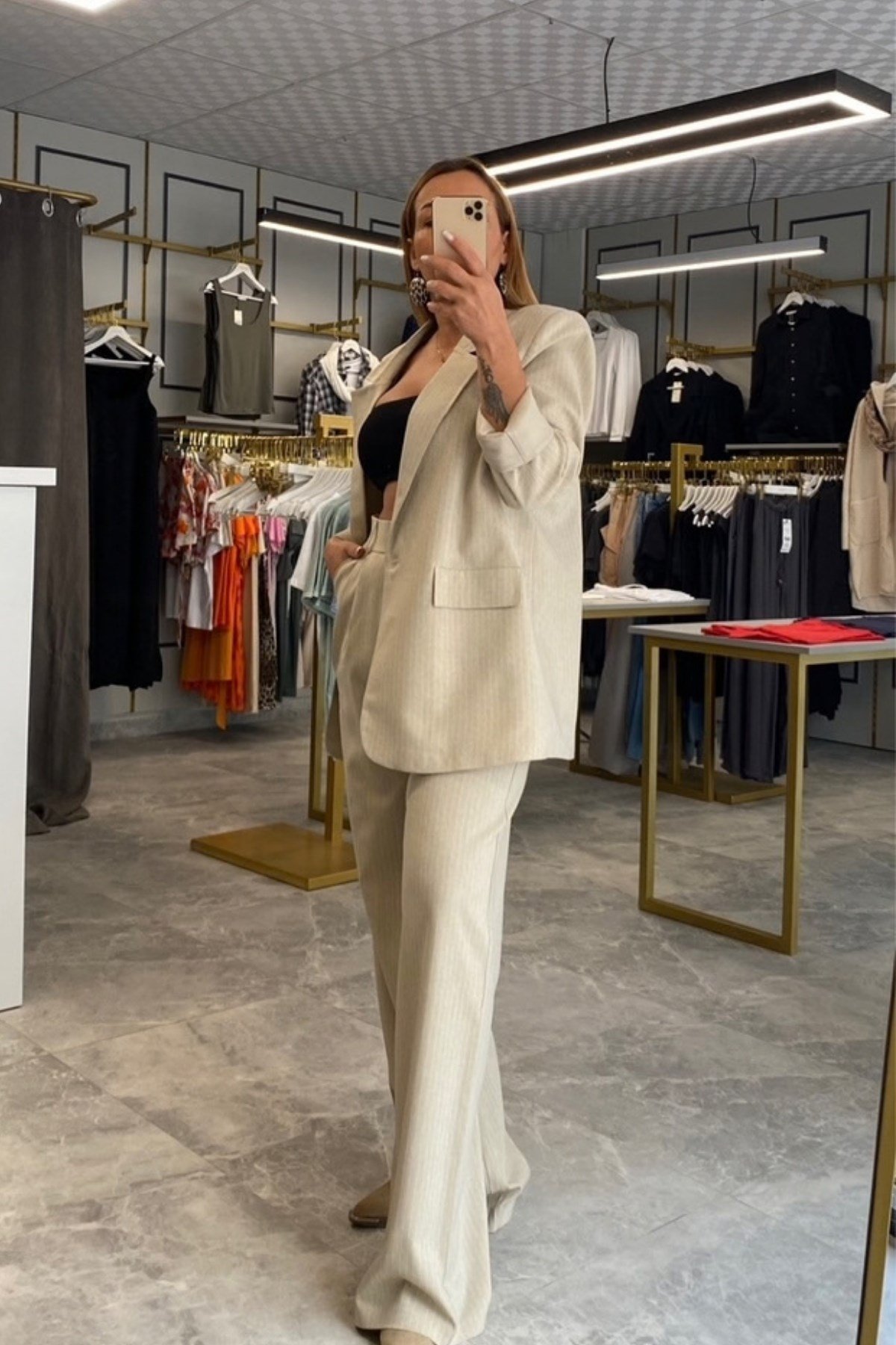 Blazer ve Pantolon Takım Krem