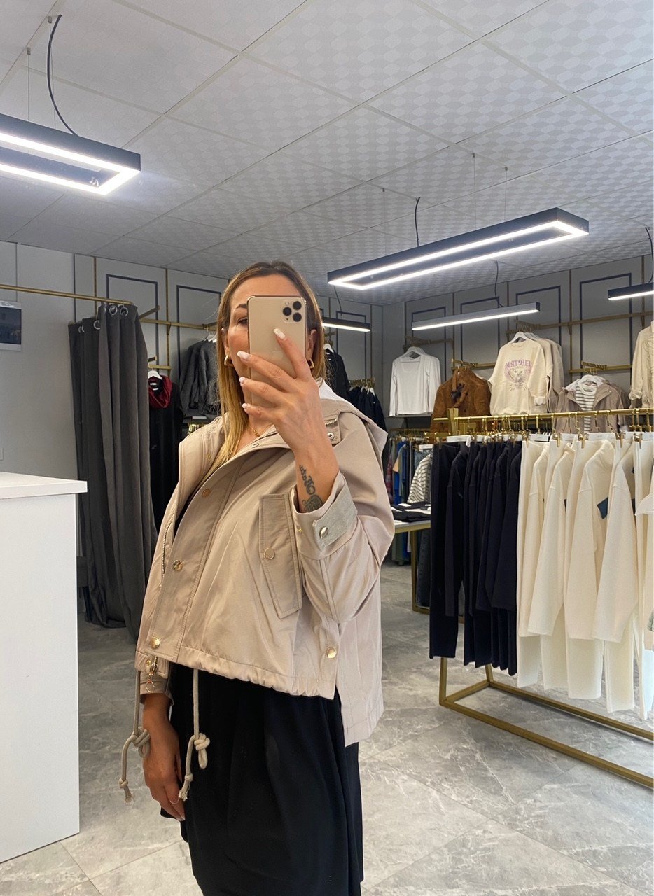 İtalyan Trençkot Yağmurluk Krem 