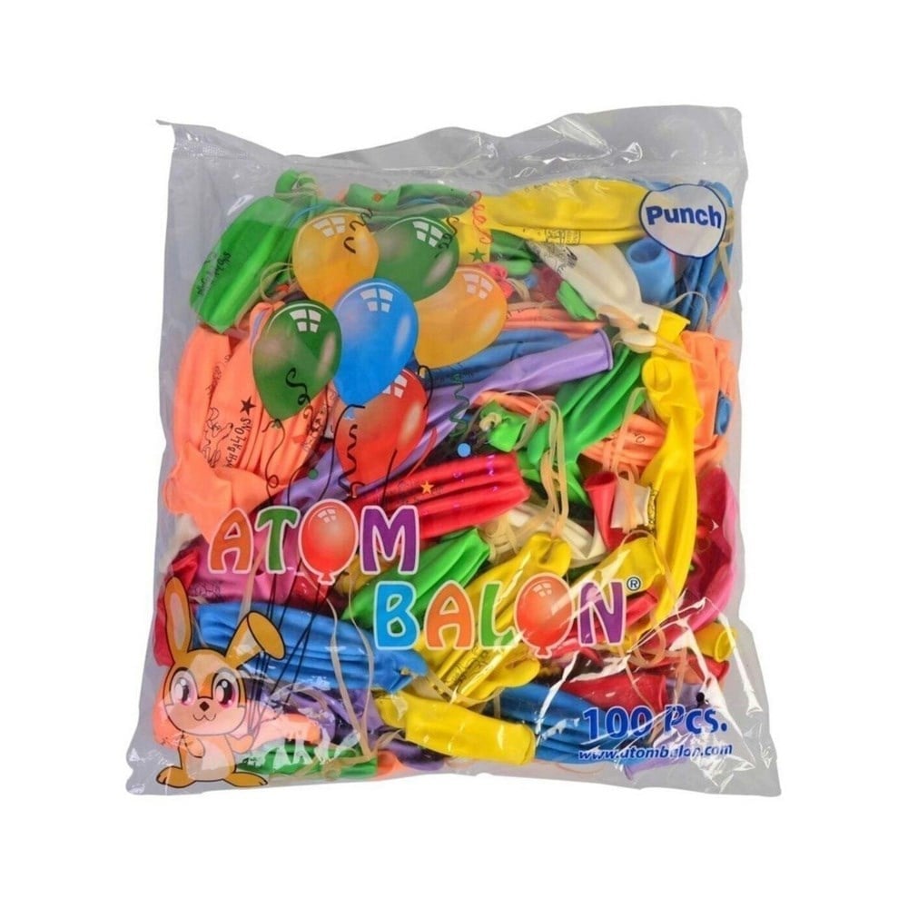 Atom Punch Balon Lastikli Baskısız 100 lü Paket