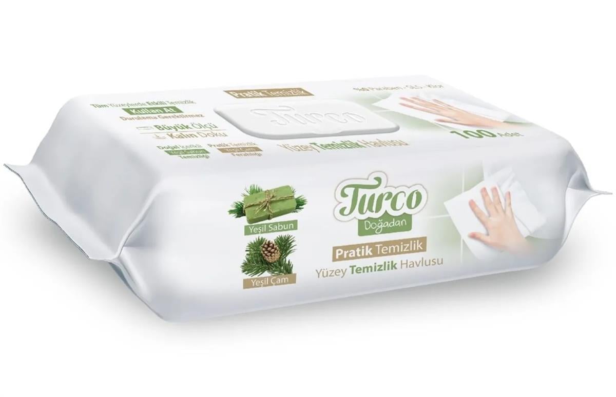 Baby Turco Yüzey Temizlik Havlusu Yeşil Sabun 100 lü