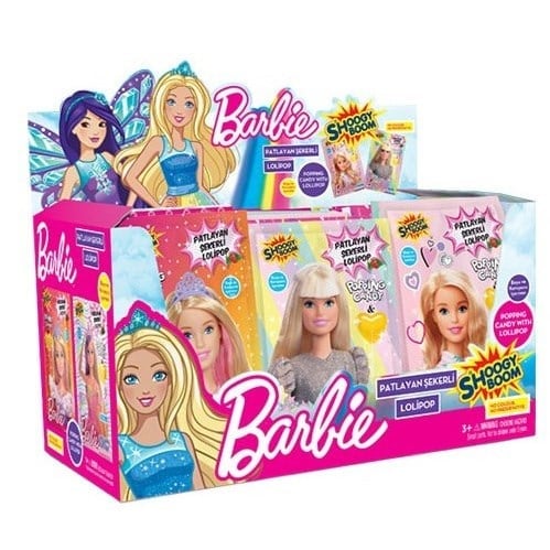 Barbie 12 Gr Çilek Aromalı Patlayan Şekerli Lolipop x36 lı Paket
