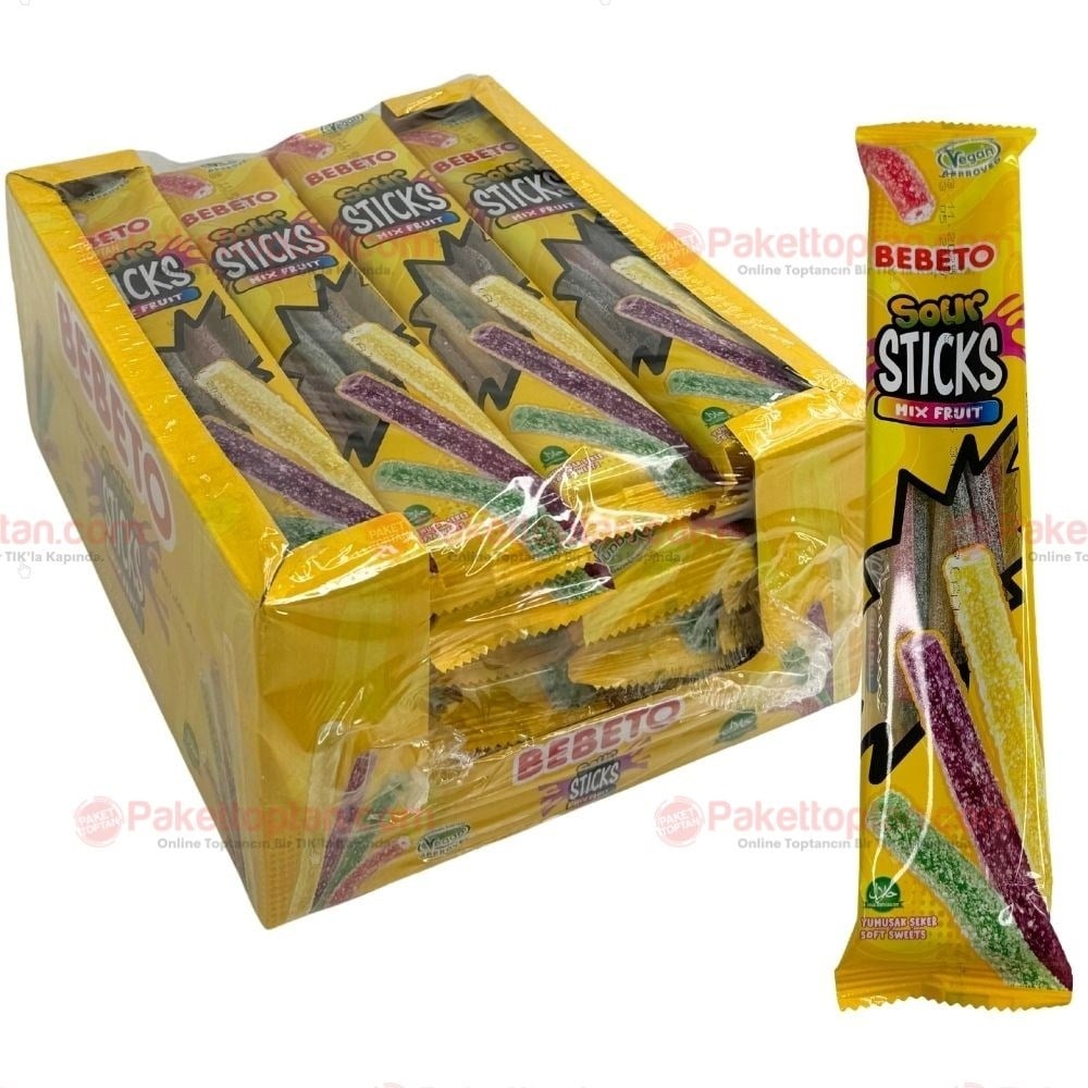 Bebeto Sour Sticks Mix Fruit 30 Gr x24 lü Paket