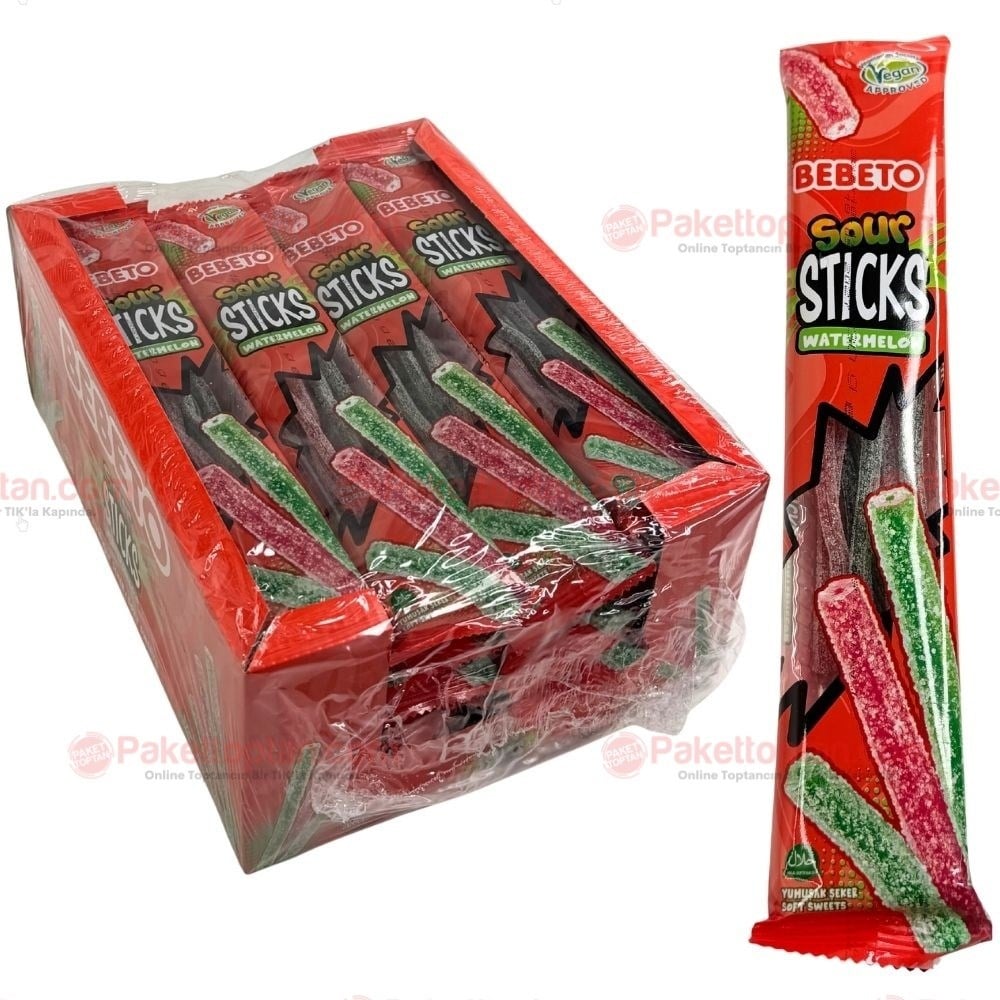 Bebeto Sour Sticks Watermelon 30 Gr x24 lü Paket