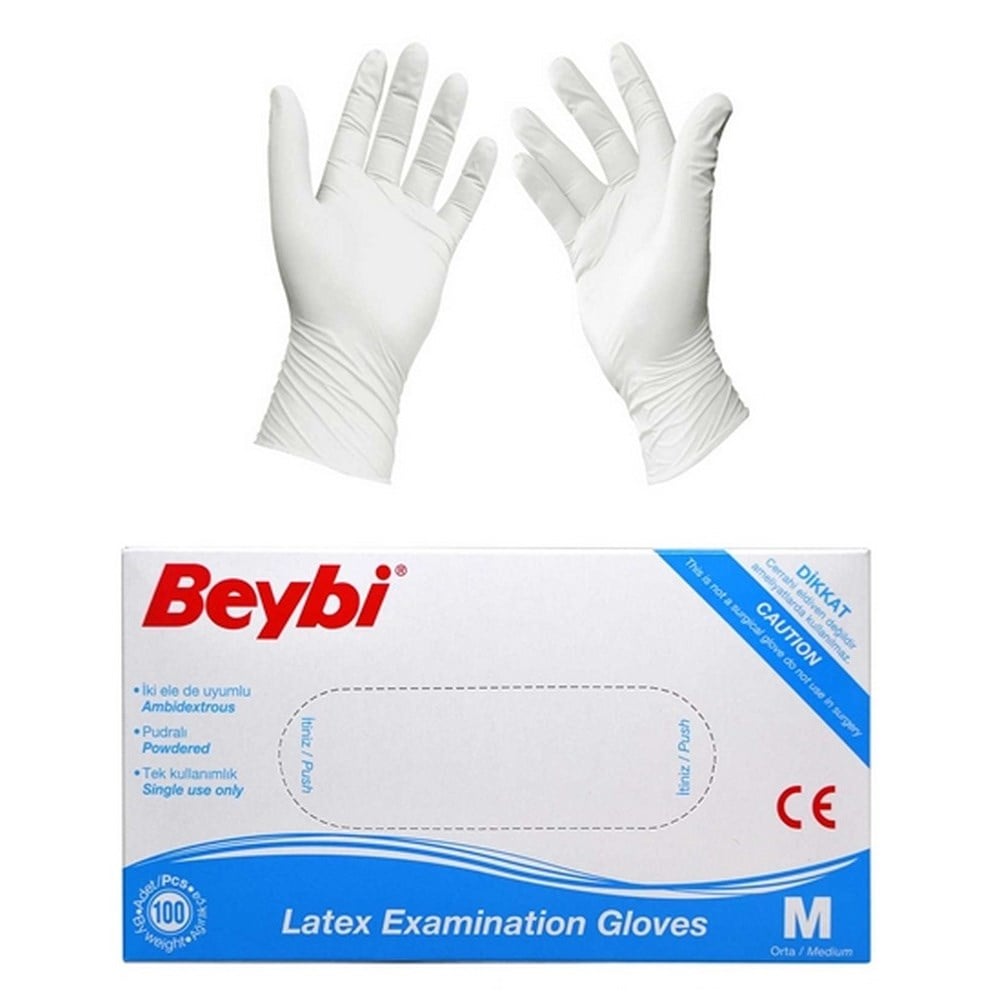 Beybi Lateks Eldiven Pudralı -Medium- 100 lü