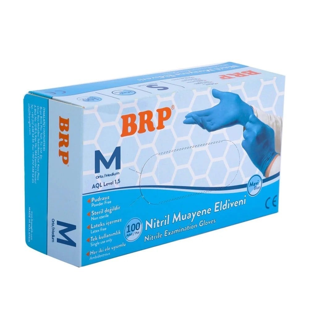 Brp Mavi Nitril Eldiven Medium 100 lü