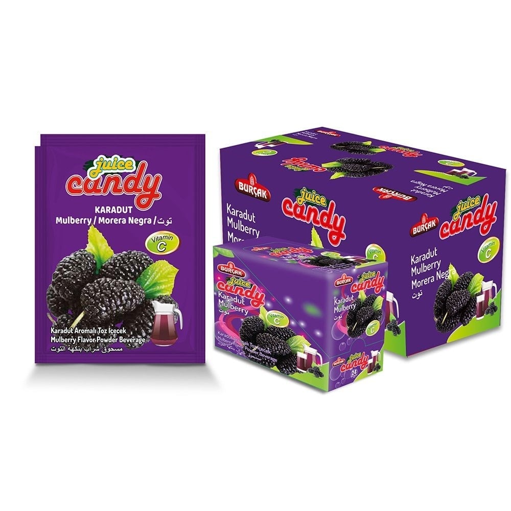 Burçak Juice Candy 9 gr Karadut Aromalı Toz İçecek x24 lü Paket