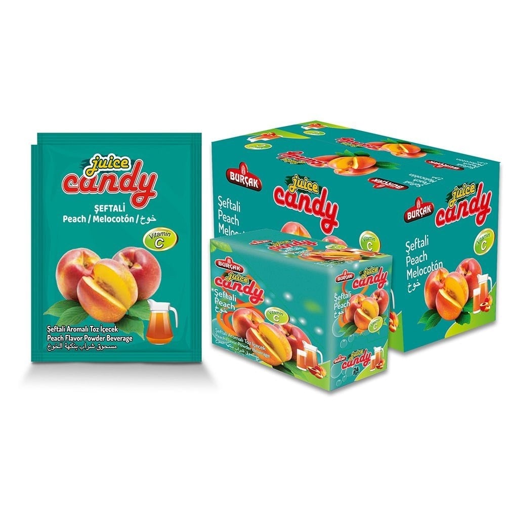 Burçak Juice Candy 9 gr Şeftali Aromalı Toz İçecek x24 lü Paket