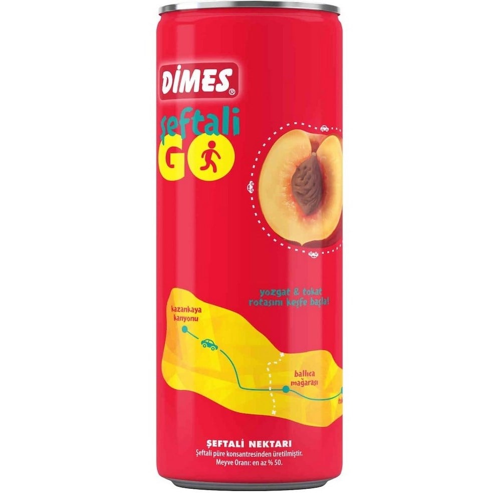 Dimes 250 Ml Teneke Şeftali Nektarı x12 li Koli