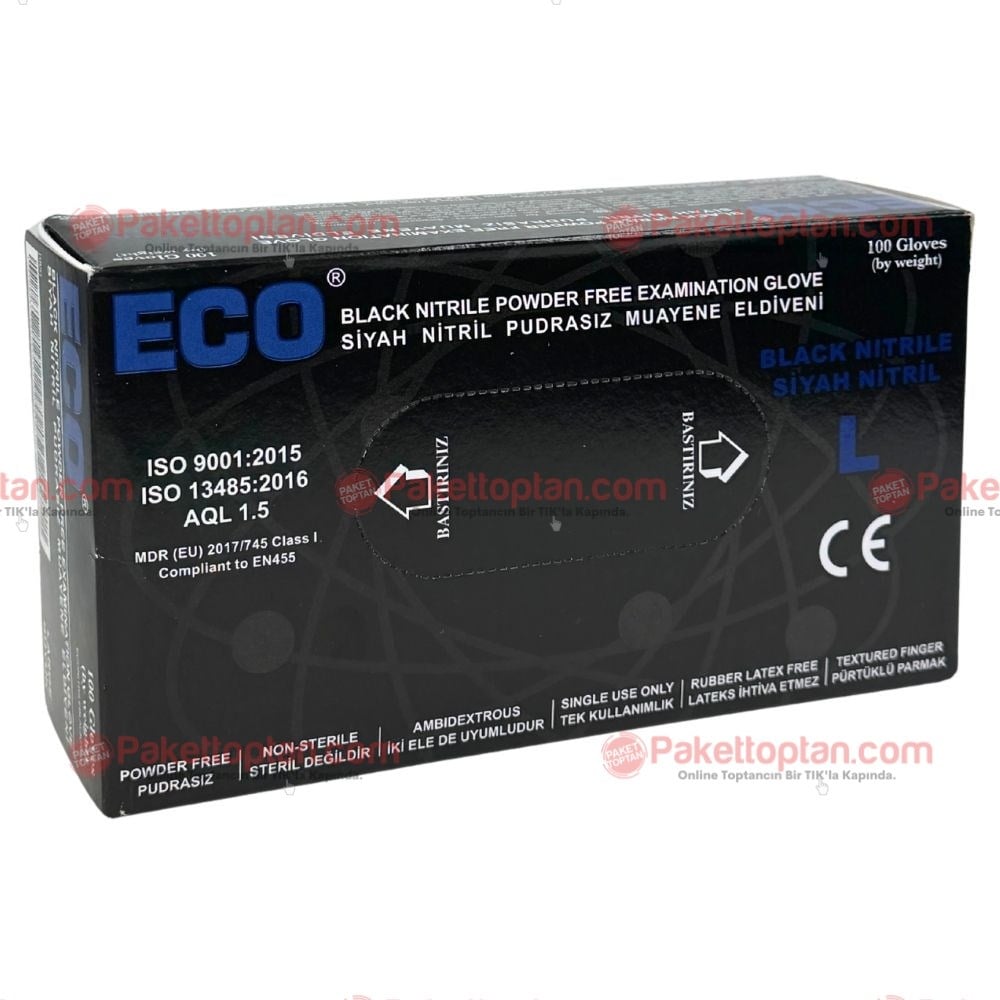 Eco Siyah Nitril Eldiven Large 100 lü