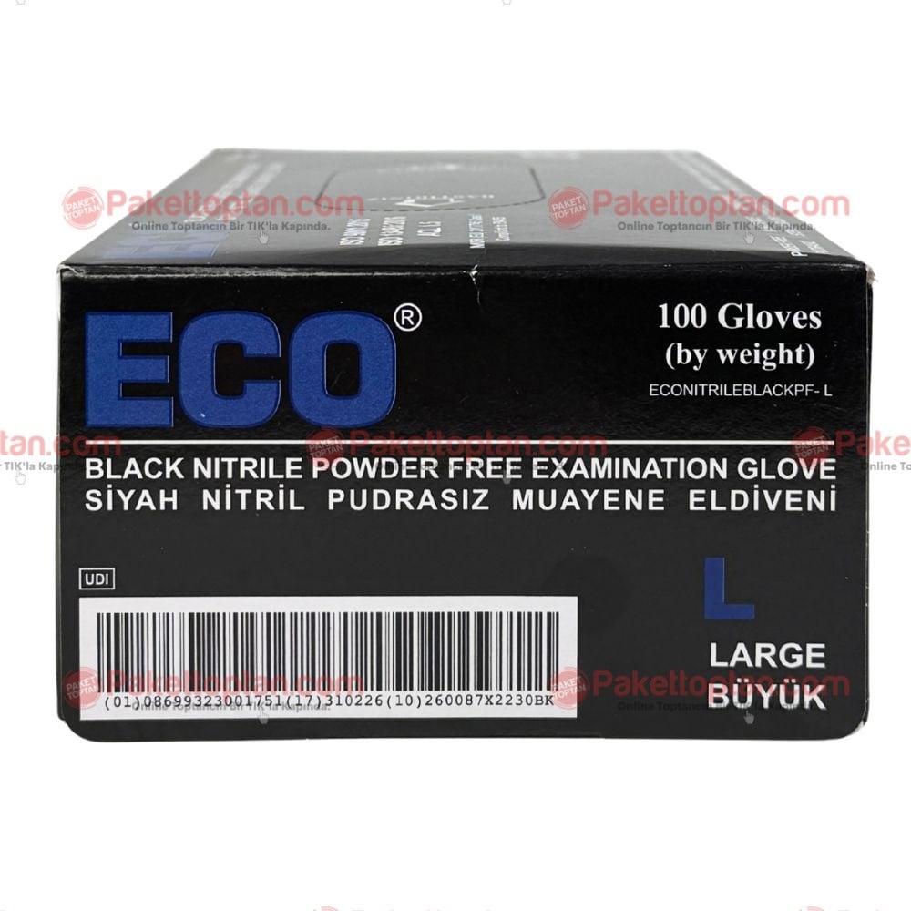 Eco Siyah Nitril Eldiven Large 100 lü