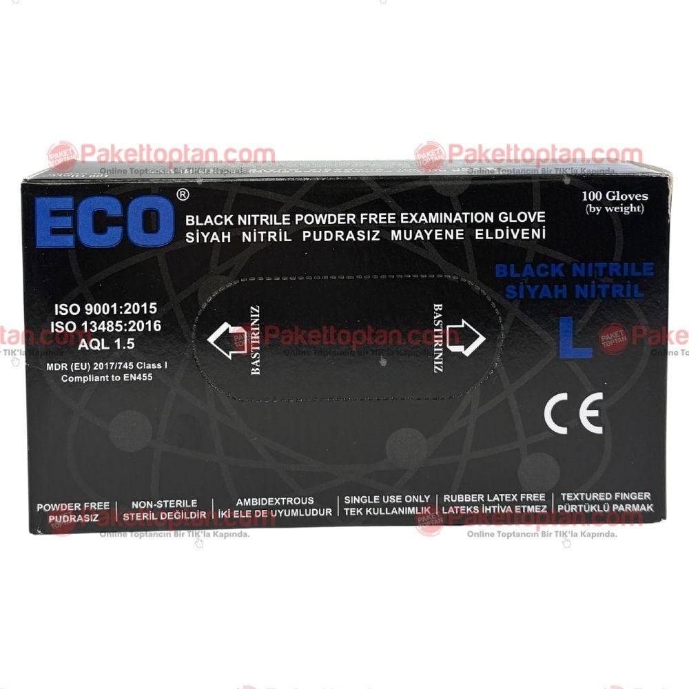 Eco Siyah Nitril Eldiven Large 100 lü