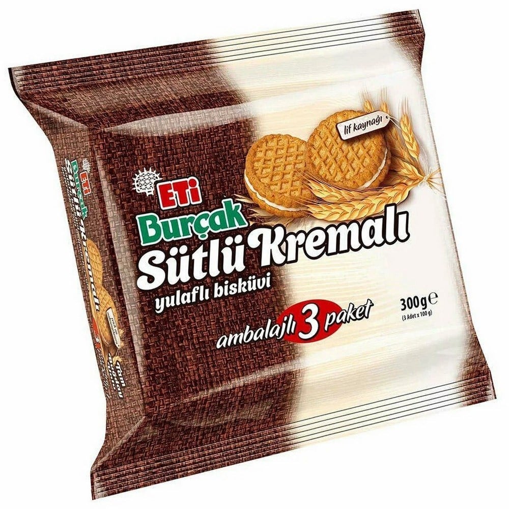 Eti Burçak Sütlü Kremalı Bisküvi 3lü Paket 300 Gr x9 lu Koli