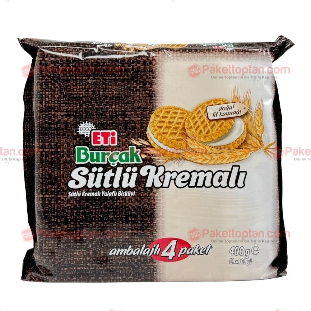 Eti Burçak Sütlü Kremalı Bisküvi 4 lü Paket 400 Gr
