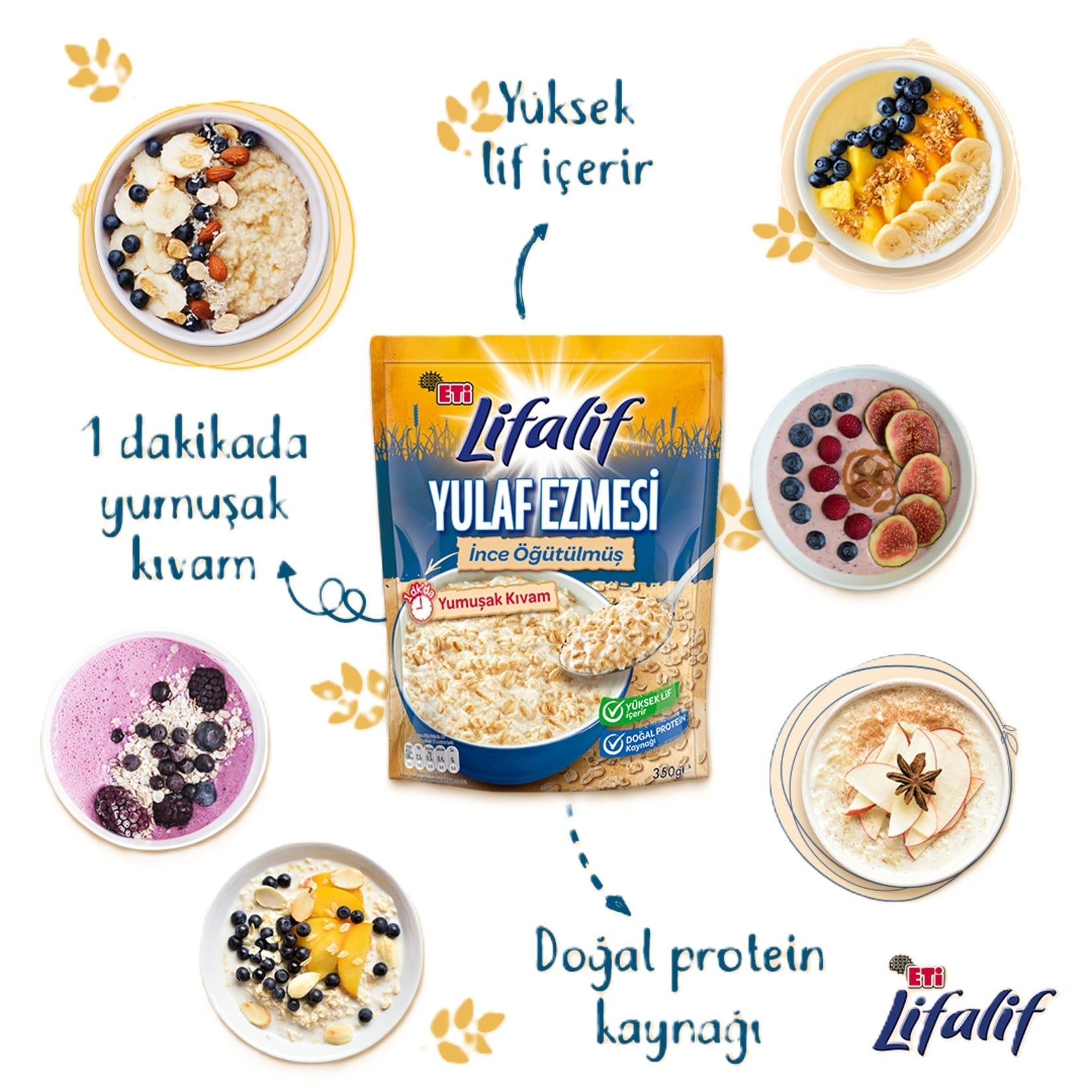 Eti Lifalif 350 Gr Yulaf Ezmesi İnce Öğütülmüş