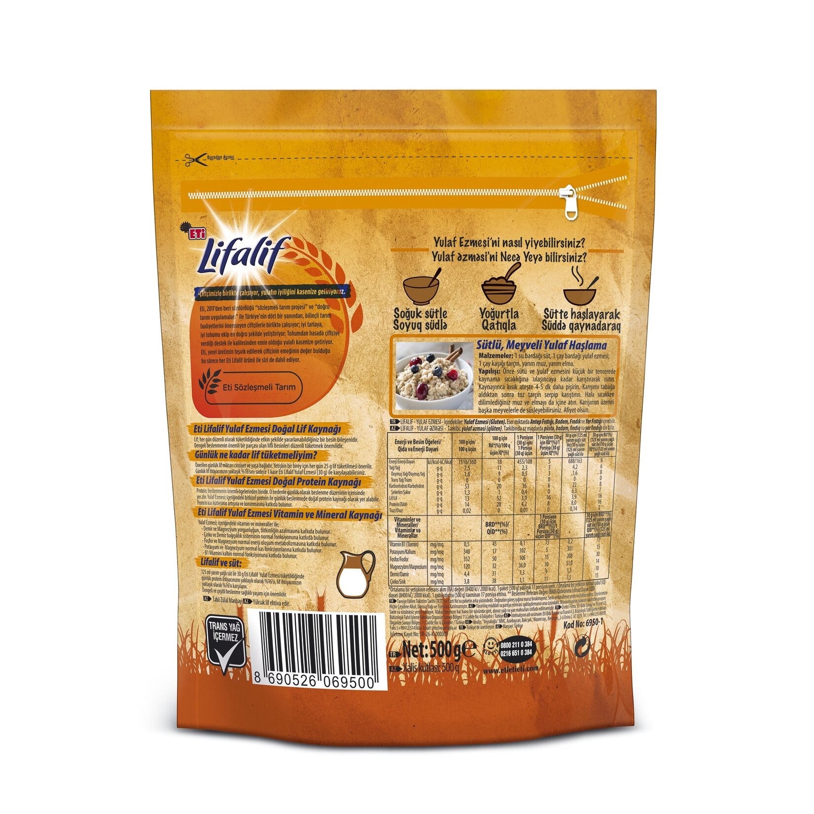Eti Lifalif 500 Gr Yulaf Ezmesi