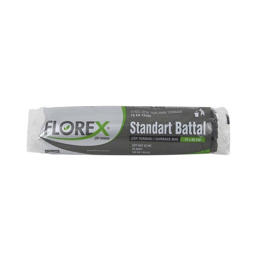 Florex Standart Çöp Torbası Battal Boy 72x95 Cm 10 Adetli 140 Gr