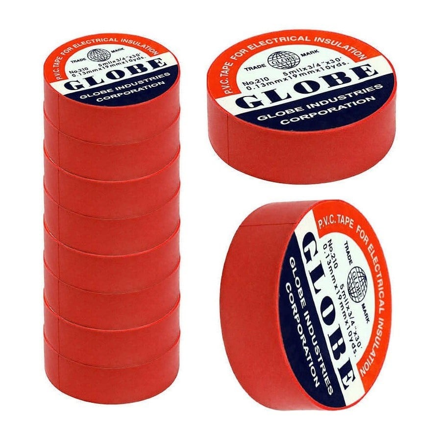Globe Elektrik Bandı Kırmızı 19 mm - 10 Yard 10 lu Paket