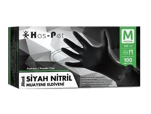 Haspet Nitril Siyah Eldiven M Boy (Medium)