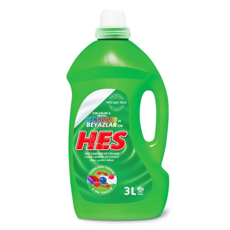 Hes 3 Lt Sıvı Çamaşır Deterjanı Renkli Beyazlar