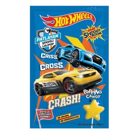 Hot Wheels 12 Gr Çilek Aromalı Patlayan Şekerli Lolipop x16 lı Paket