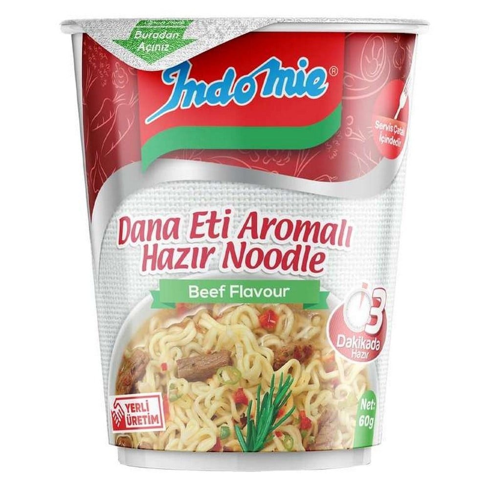 İndomie Dana Eti Aromalı Bardak Noodle 60 Gr x24 lü Koli