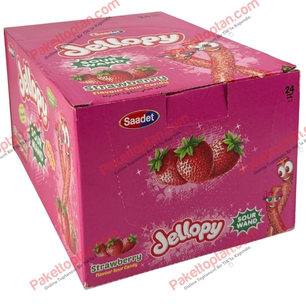 Jellopy Sour Wand Strawberry 25 Gr x24 lü Paket