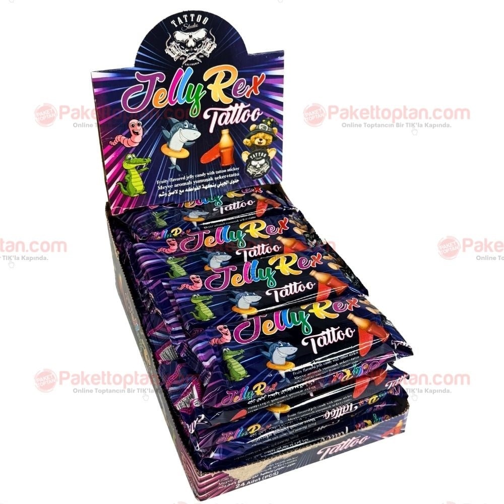 Jelly Rex Tattoo 15 Gr Yumuşak Şeker + Dövme x24 lü Paket