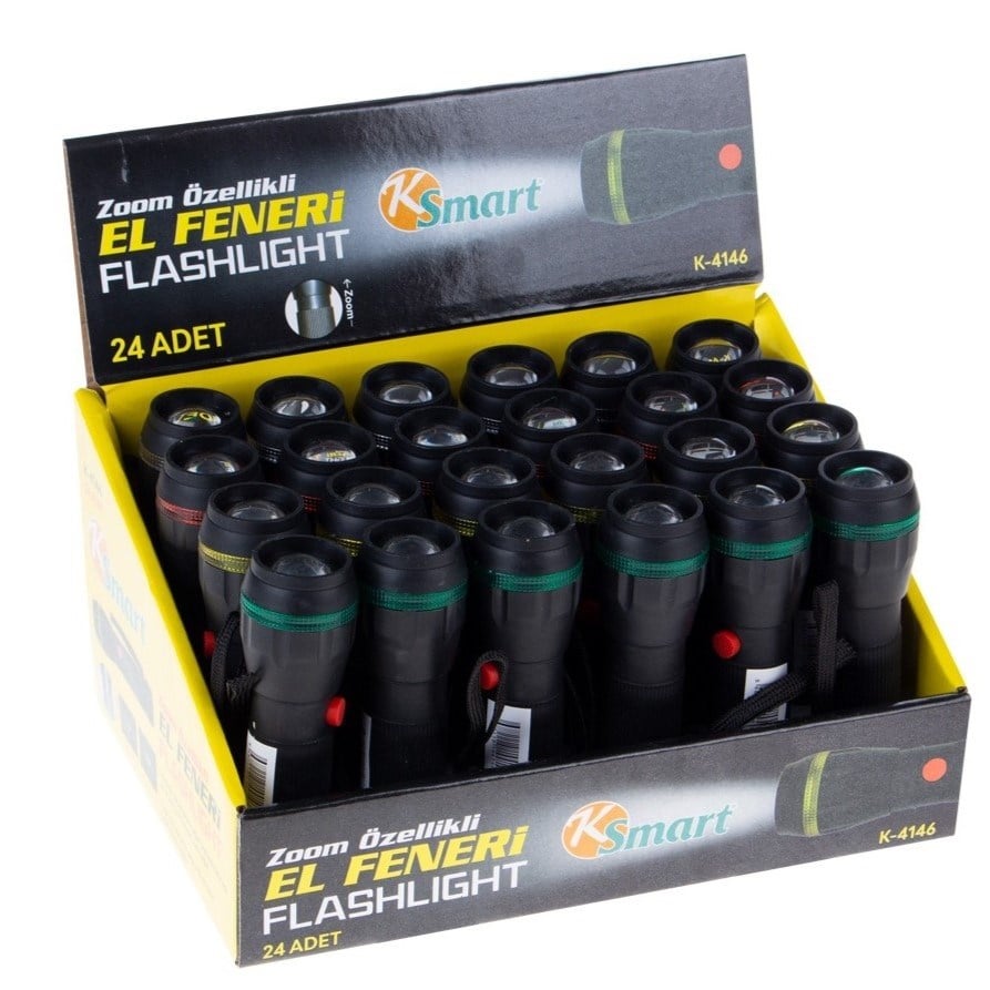 K-Smart 4146 Zoom Özellikli El feneri x24 lü Paket