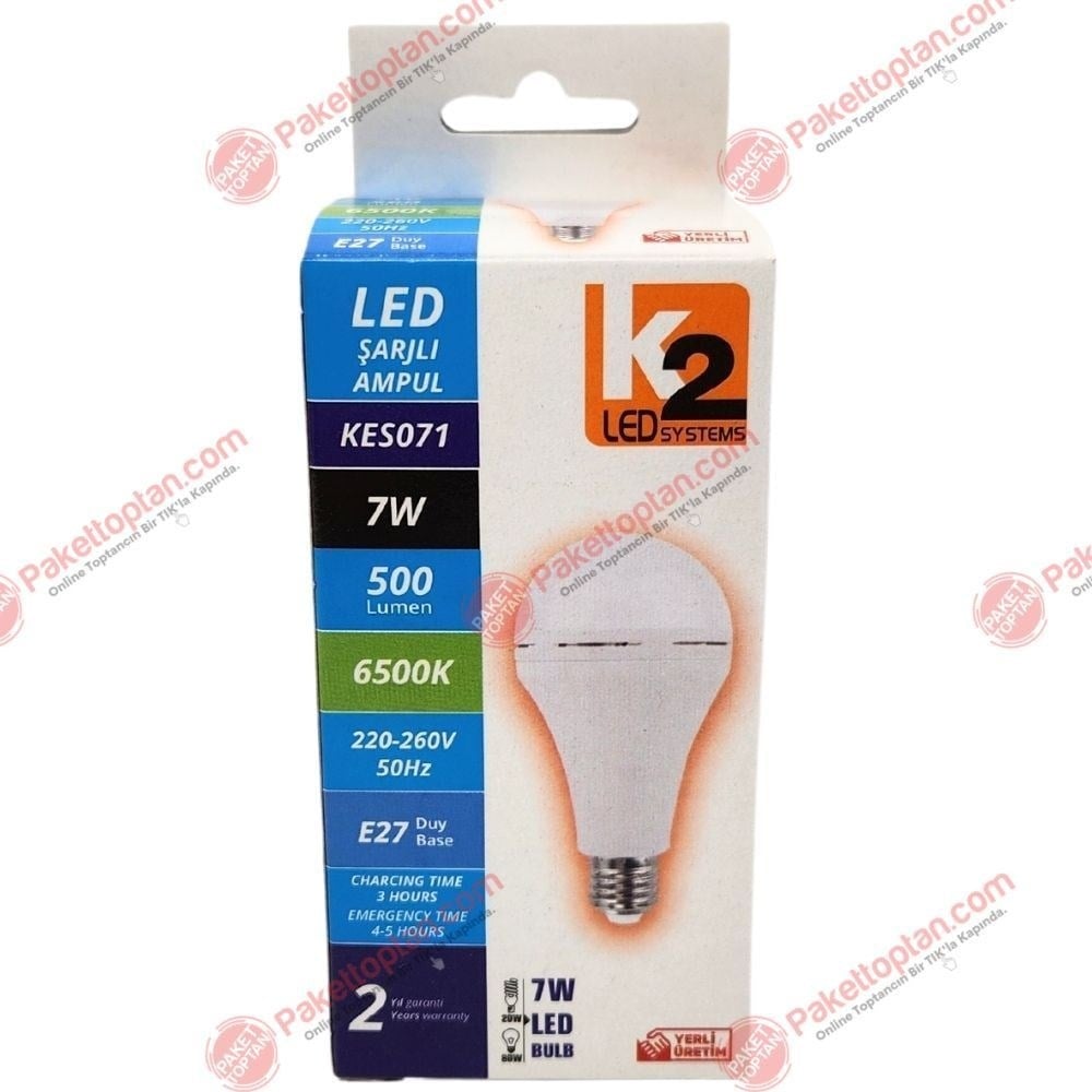 K2 Led Şarjlı Ampul 7 Watt