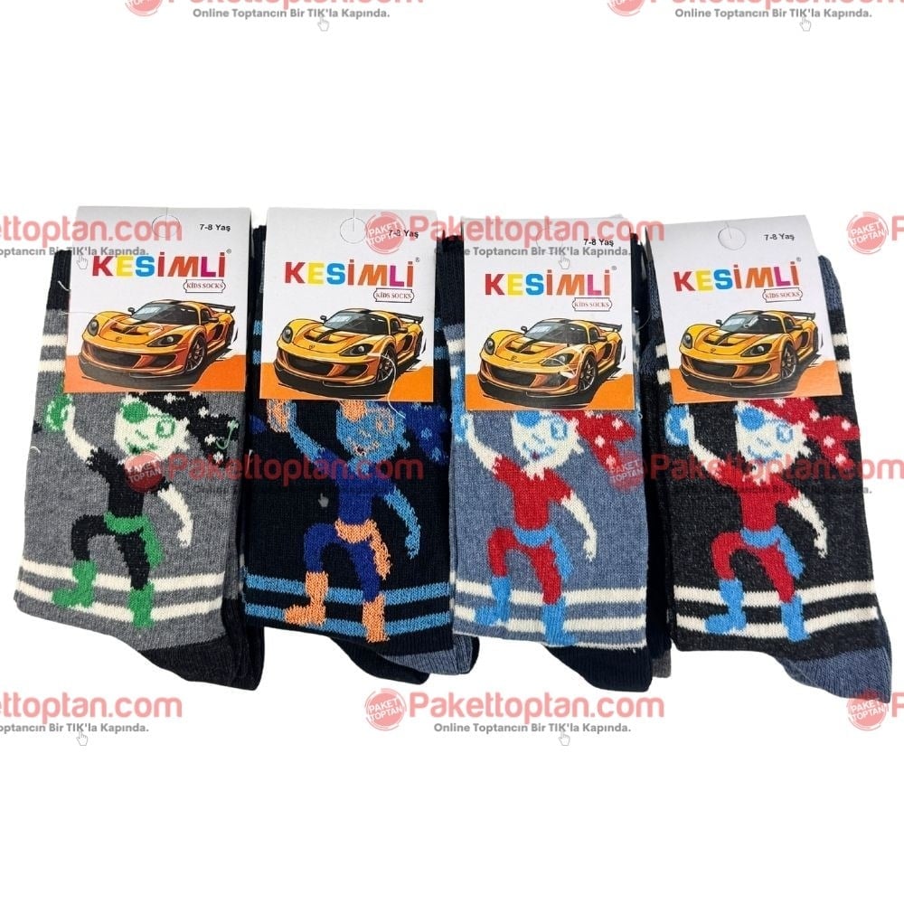 Kesimli Erkek Çocuk Çorap 7-8 Yaş x12 li Paket
