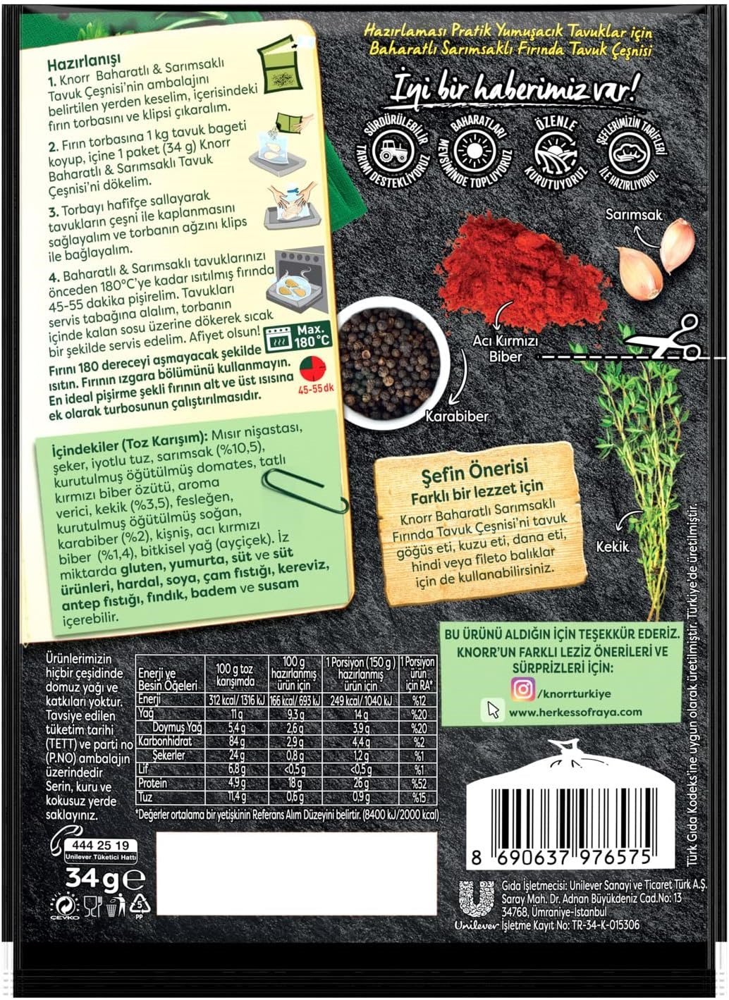 Knorr Harç Baharatlı Sarımsaklı 34 Gr x12 li Paket