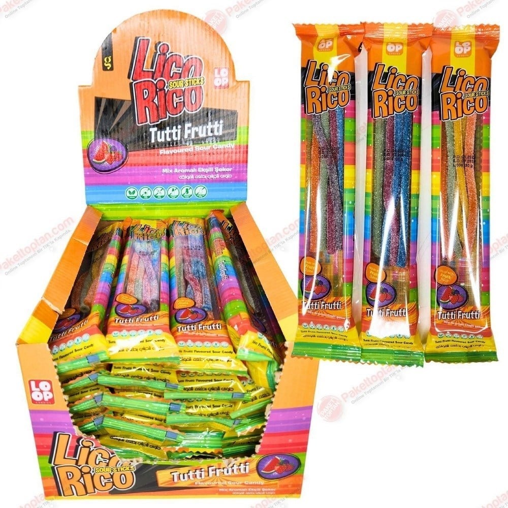 Loop  Licorico Sour Sticks Tutti Frutti 25 Gr x24 lü Paket