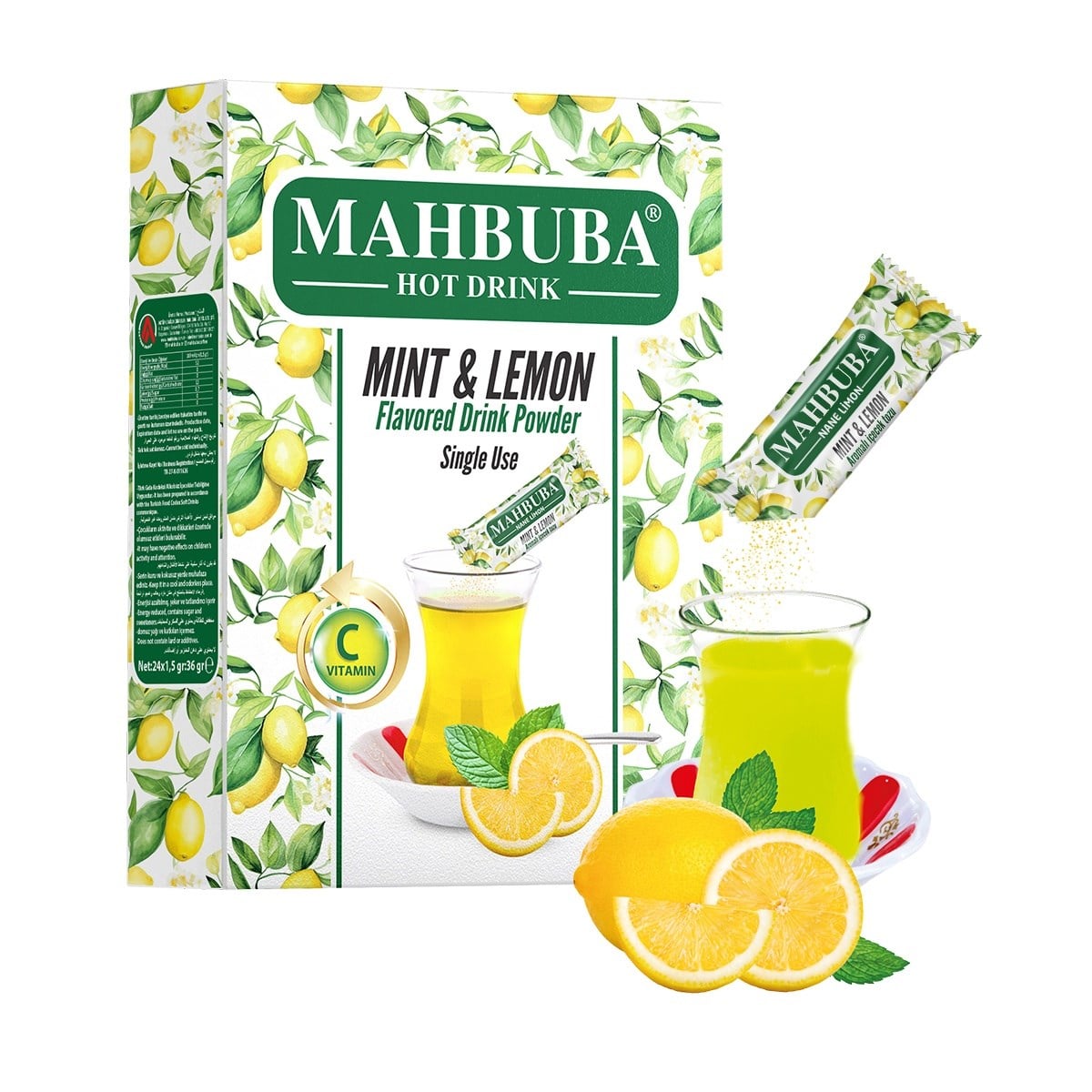 Mahbuba 1,5 Gr Nane Limon Aromalı Tek İçimlik Stick Toz İçecek 24 lü Paket