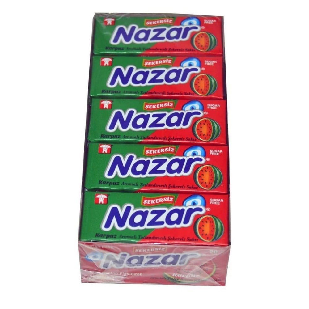Nazar 5 li Karpuz Aromalı Şekersiz Sakız x20 li Paket