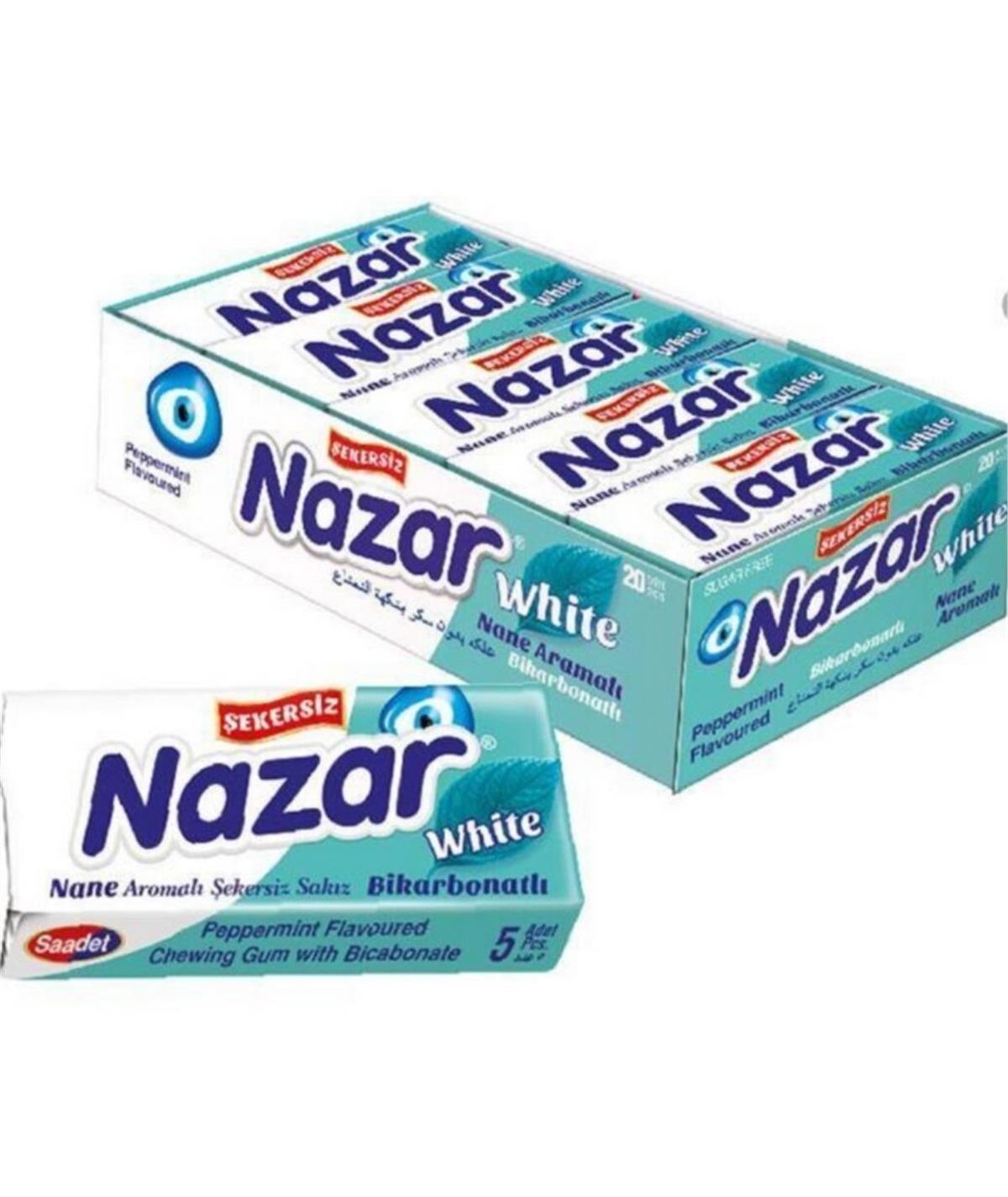 Nazar 5 li White Şekersiz Sakız