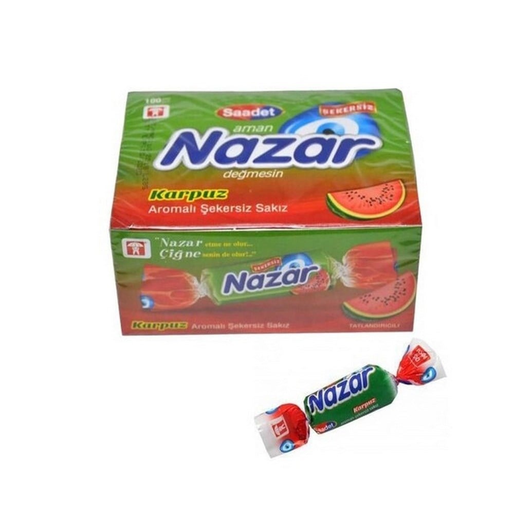 Nazar Karpuz Aromalı Şekersiz Sakız 100 lü Paket