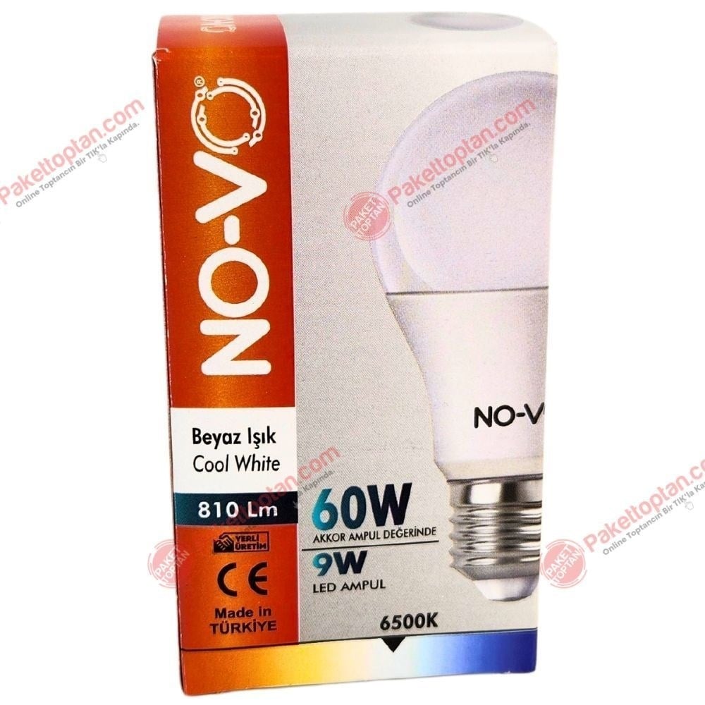 Novo 9 watt Led Ampul Beyaz Işık E27 Duy x10 lu Paket